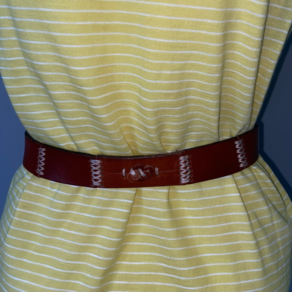 Express Woman's S Brown Leather Statement Belt 1 1/4" W 33 1/2" L Pre-Owned - Picture 4 of 6